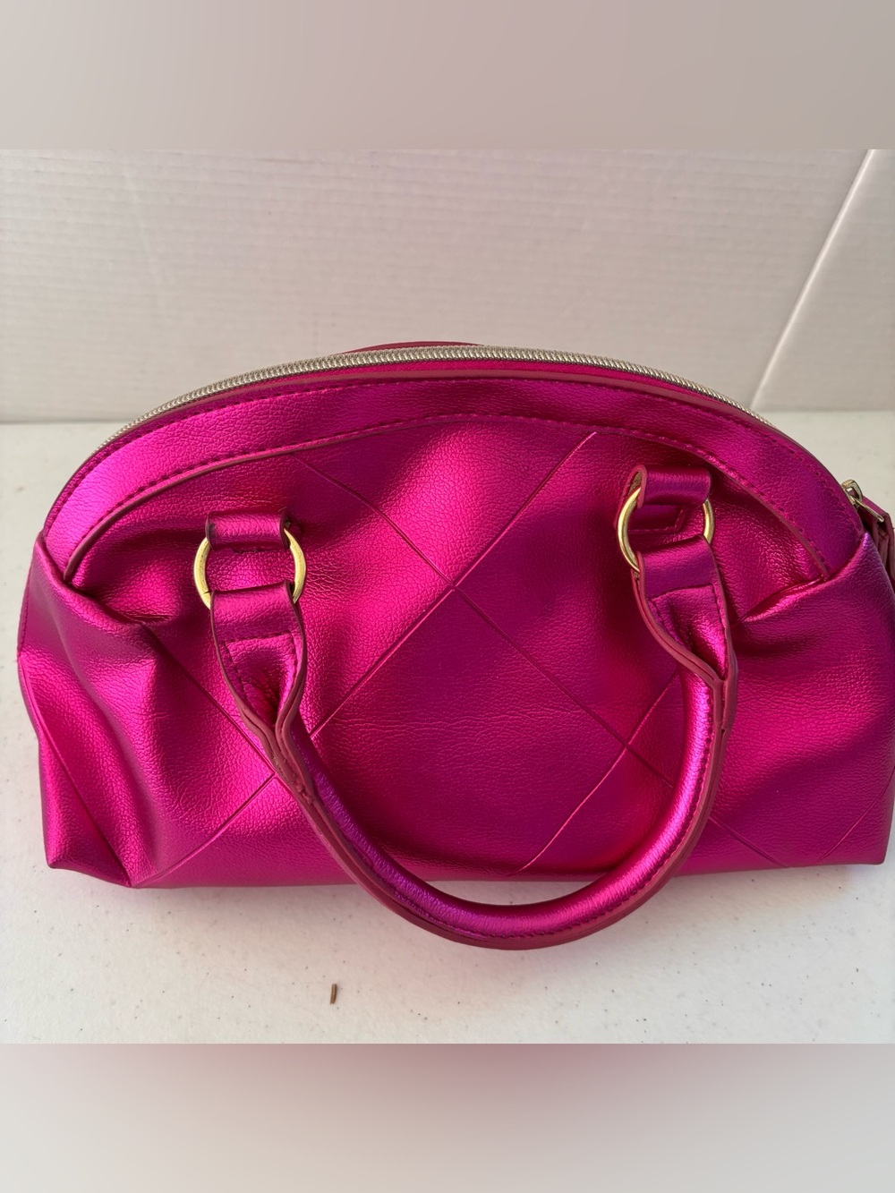 Victoria's Secret Hot Pink Metallic Dome Satchel - Picture 3 of 9